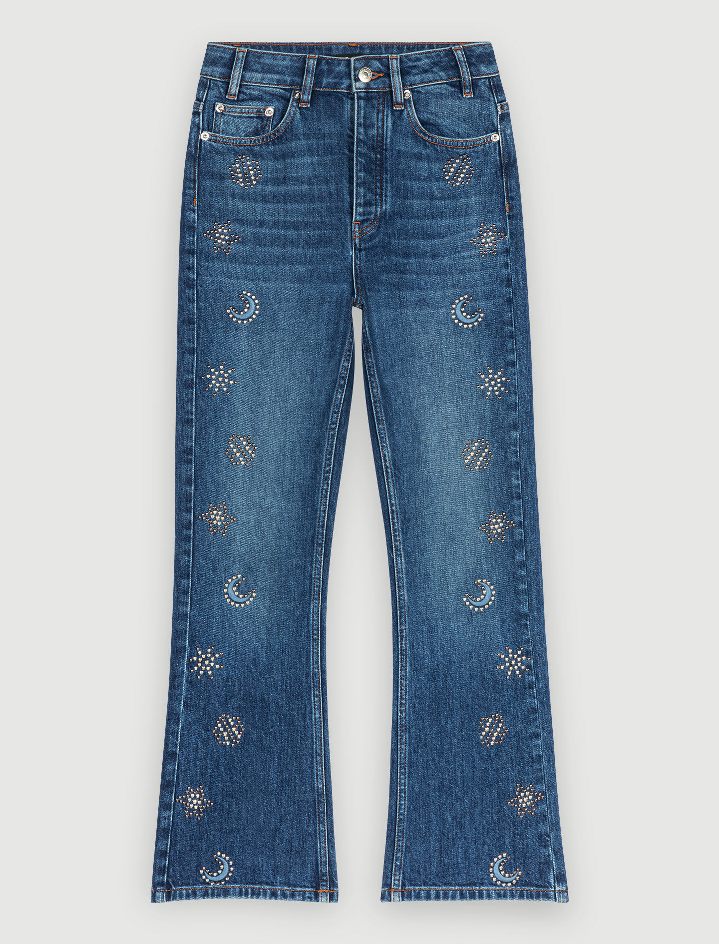 Jeans versierd met maankristallen - Blauw
