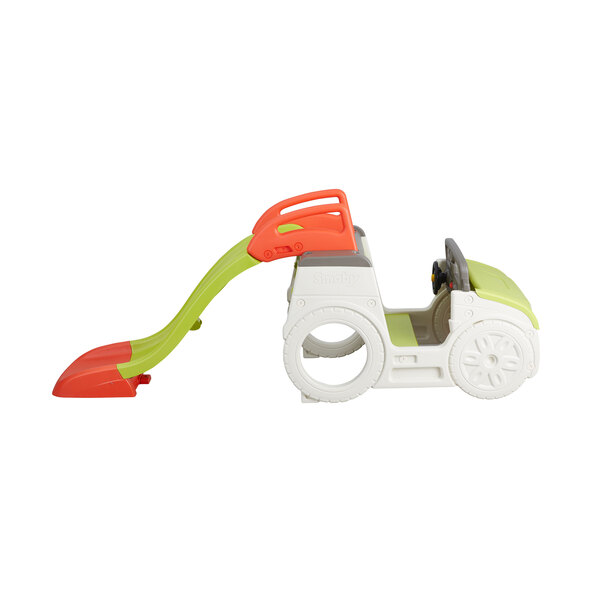 Adventure toy car, including sandbox and slide