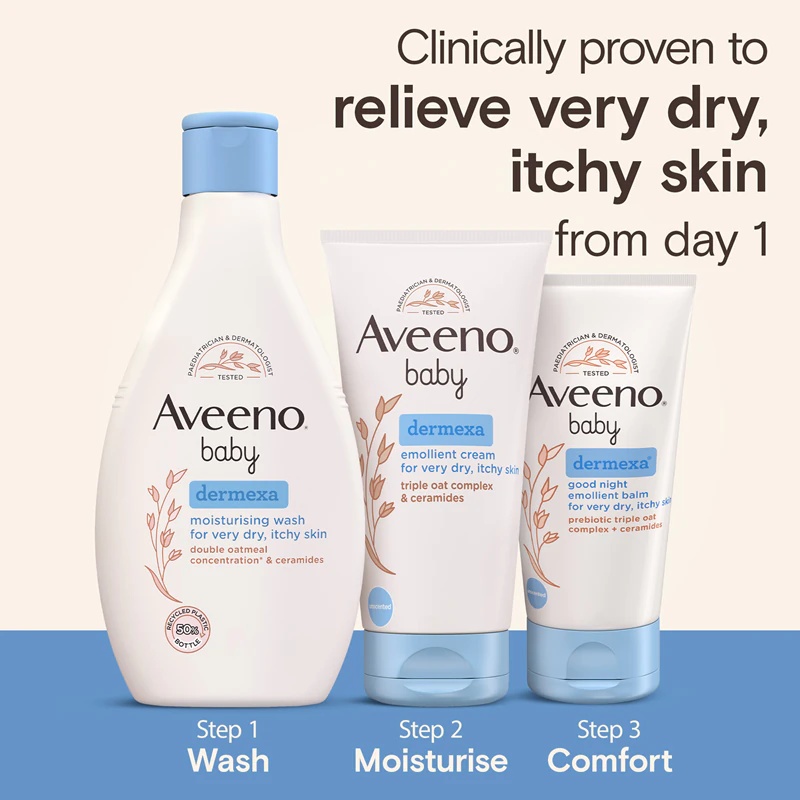 Aveeno Baby Dermexa mīkstinošais balzams mierīgam miegam