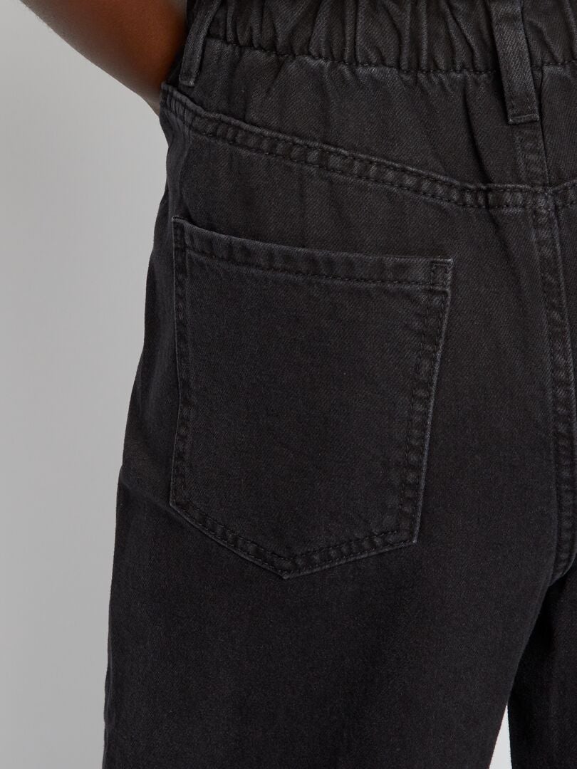 Calça jeans de cintura alta e pernas largas - CINZA