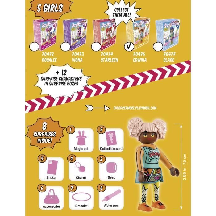 PLAYMOBIL - Everdreamerz - Edwina BD - Bracelet et feutre spécial inclus
