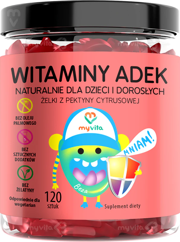 MyVita Natural Gummies, suplemento alimentar em cápsulas mastigáveis de vitaminas A, D e E, com complexo multivitamínico