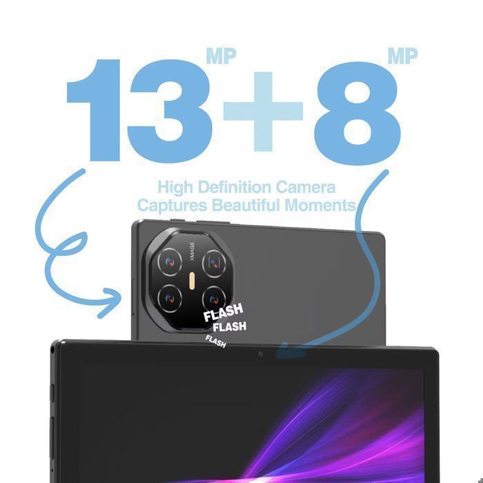 Tablette tactile TAKINURU 10.1  pouces, Android 15, 32 Go + 256 Go, Octa-Core, Wi-Fi 5G, Port Type-C, Batterie de 8000 mAh,Gris