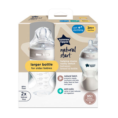 Tommee Tippee Natural Start Pack Nappflaskor 340 ml 3M 2 enheter 2 enheter