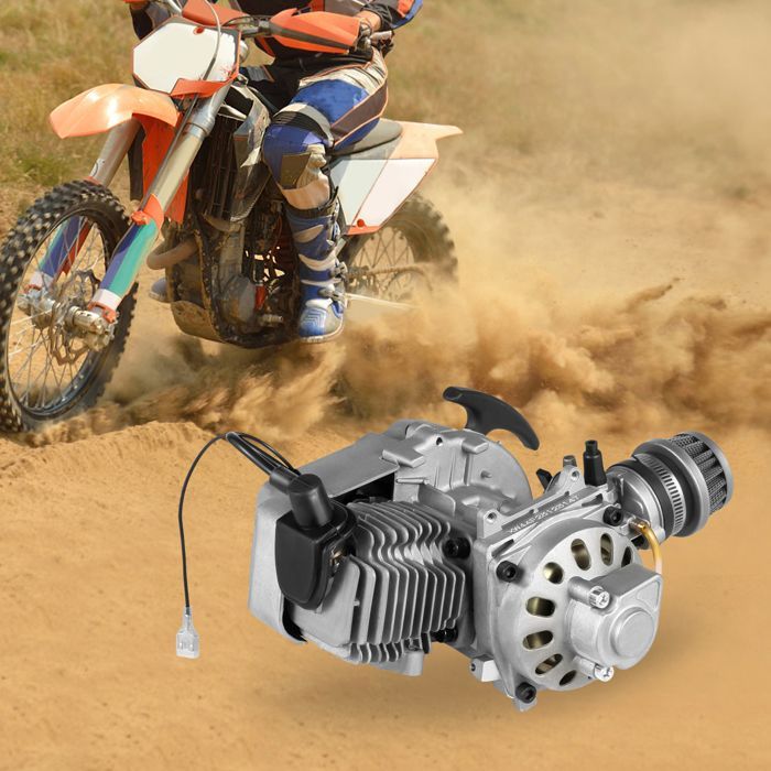 Kit de motor - Mini motor de 2 tempos de 49cc para mini motos, mini motos de trilha, quadriciclos e scooters - Motor a gasolina monocilíndrico refrigerado a ar