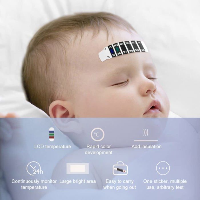 Bandes de Thermomètre Frontal Fiable,Autocollant Portable pour Vérifier la Température de Bébé,Adulte,Thermomètres de Voyage