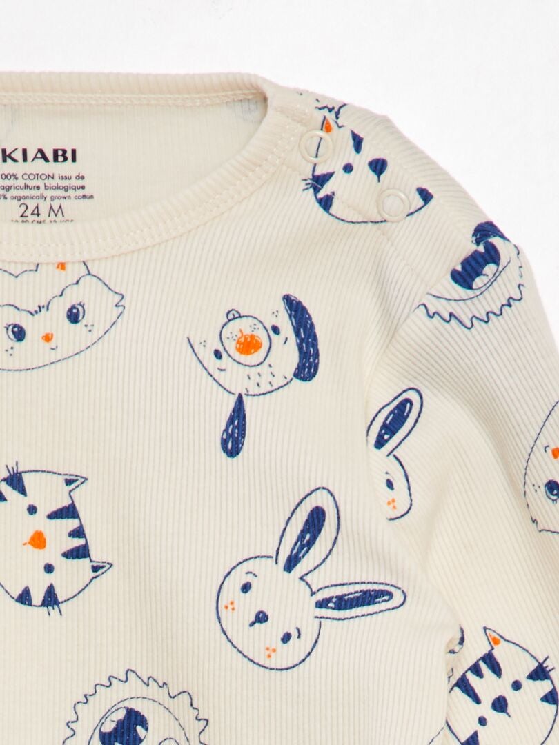 Geribbelde pyjamaset - 2-delig - WIT