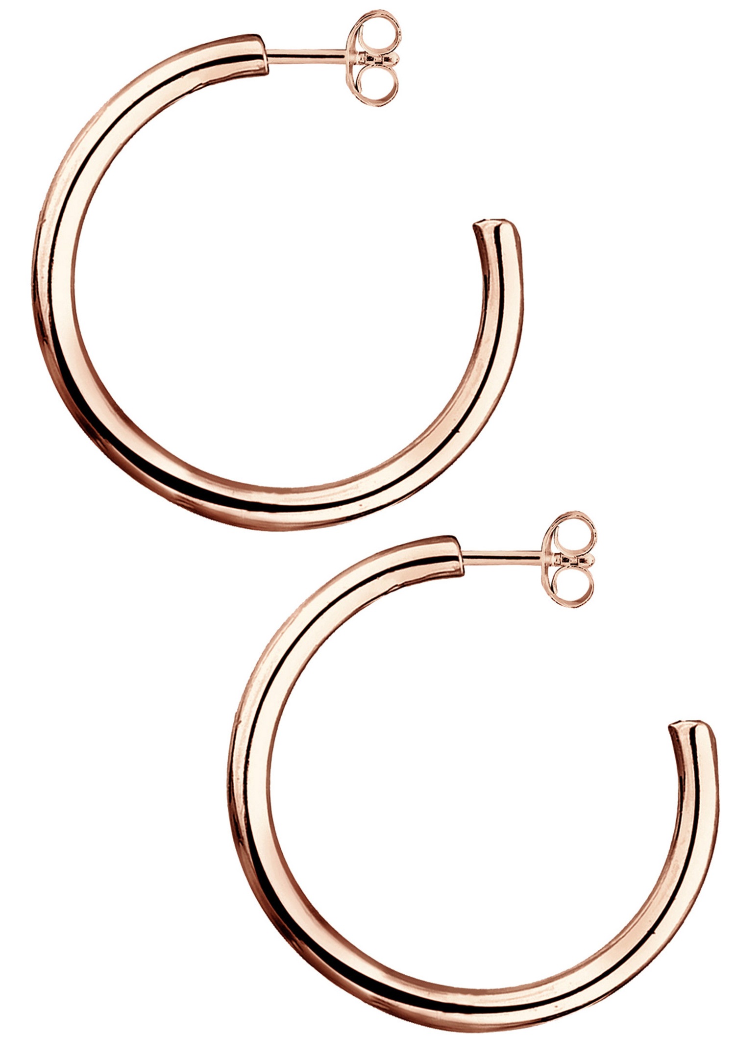 Elli Classique Créoles Femme Plaqué Or Rose Argent (925/1000)