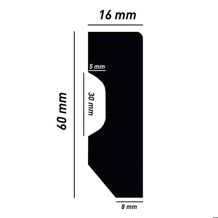PROVISTON Plinthe 16 x 60 x 2000 mm Plinthe moderne profilé carré Plinthe de haute qualité plastique blanc Résistant à l'eau,