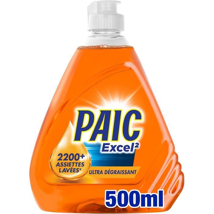 Detergente líquido para louça Paic Excel – Limpa - Desengordura – 500ml – Pacote com 6 unidades
