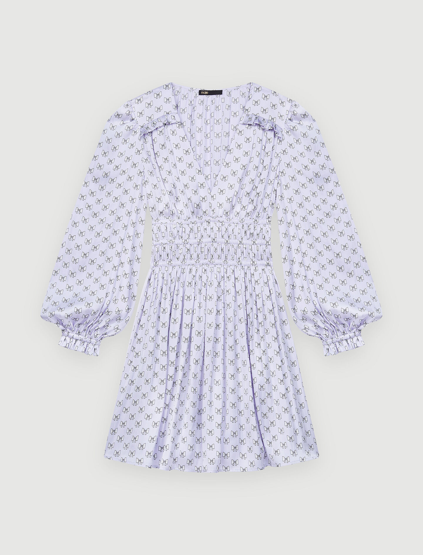 Rochie scurtă din satin - noduri ecru