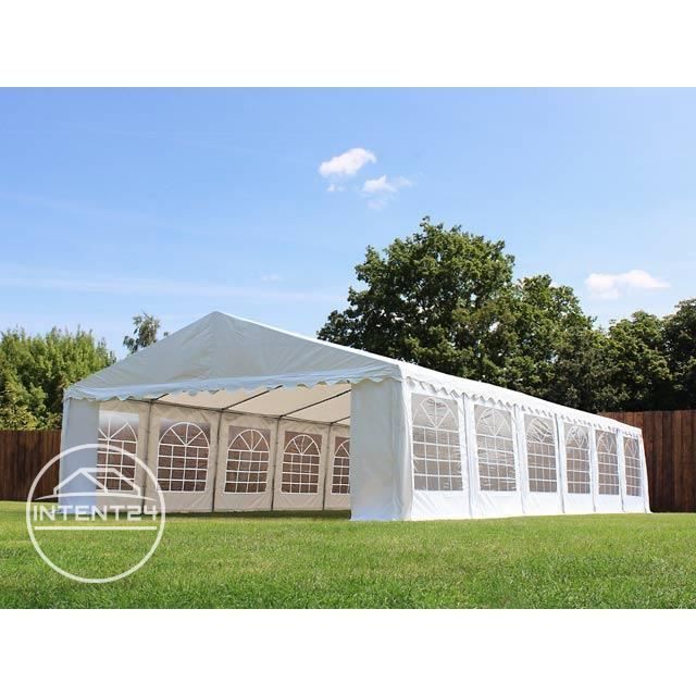 Gazebo de recepção TOOLPORT 6x12m em PVC 500g/m², azul e branco, impermeável.