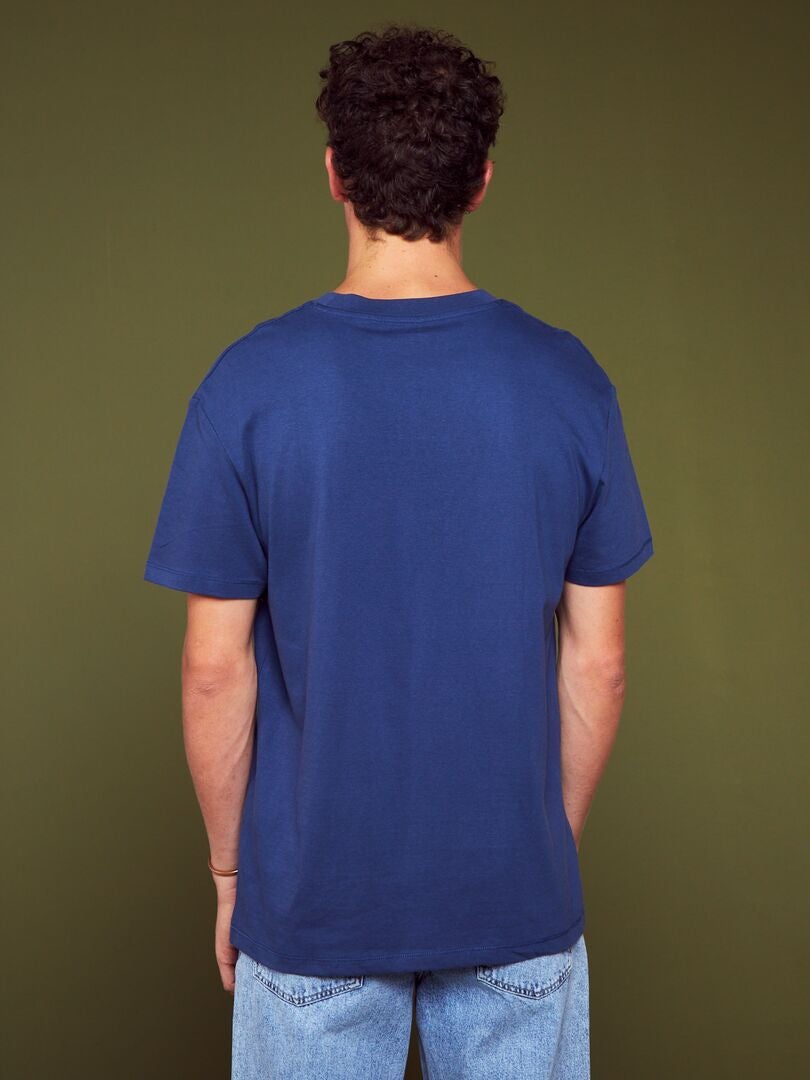 Camiseta de punto holgada con bolsillo - AZUL
