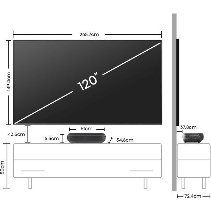Televisore Laser - HISENSE - 120L9HA - 4K UHD - Tricromia - Schermo antiriflesso da 120
