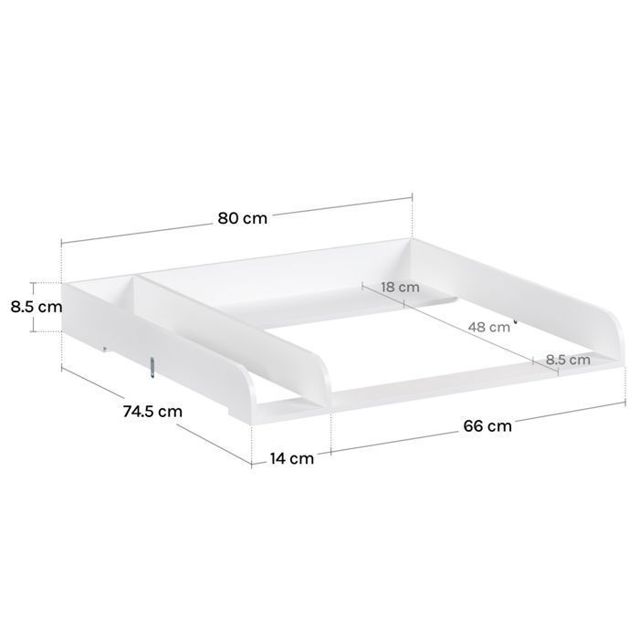 Cambiador para cómoda - Accesorios para cambiador WOLTU - 80x8,5x74,5cm - MDF - Blanco
