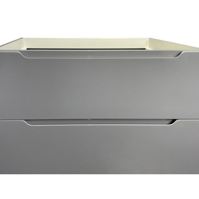 Mueble de baño suspendido con lavabo individual y columna - Gris - 80 cm - STEFANIE