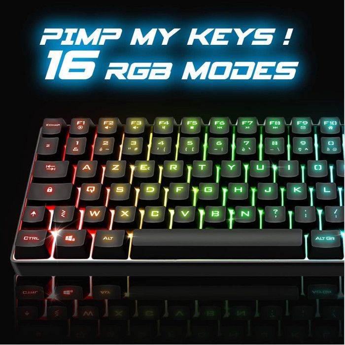 Gaming Keyboard - SPIRIT OF GAMER - ELITE K70 - Wireless RGB - TKL Compact 65% - 85 Semi-Mechanical Keys