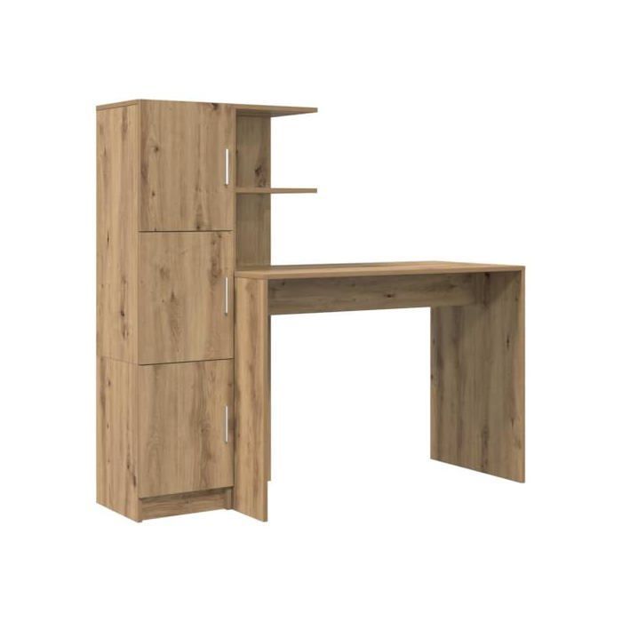 Scrivania con contenitore - vidaXL - Rovere lavorato a mano - Legno ingegnerizzato - 102x50x124 cm - 6 ripiani - 2 ante