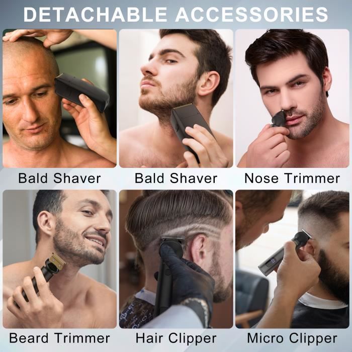 SURKER Rasoir électrique + Tondeuse à barbe pour homme étanche 2 en 1