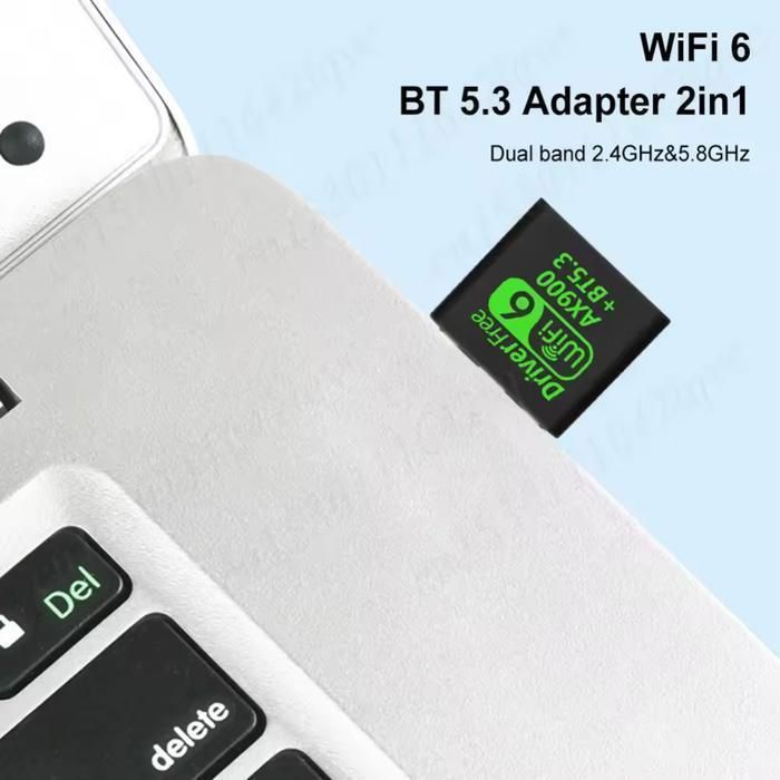 USB WiFi 6 & Bluetooth 5.3 Adapter, 900 Mbps Dual Band 2.4/5 GHz External Wireless Network Receiver, Mini WiFi Dongle for PC