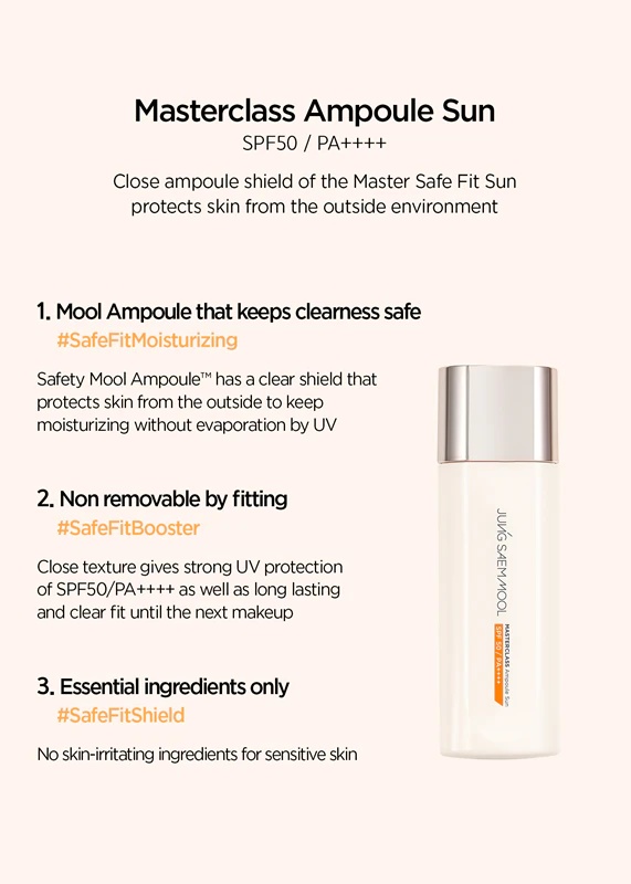 JUNG SAEM MOOL Masterclass Ampoule Sun SPF 50+ drėkinamasis serumas su spindesio suteikiančiu efektu