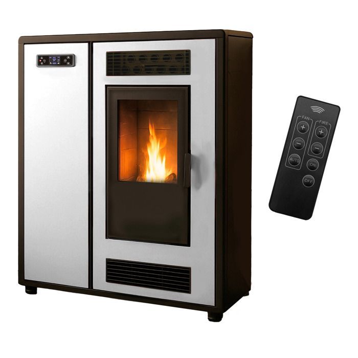 Estufa de pellets Sannover Air Slim Astral de 12,2 kW, blanca