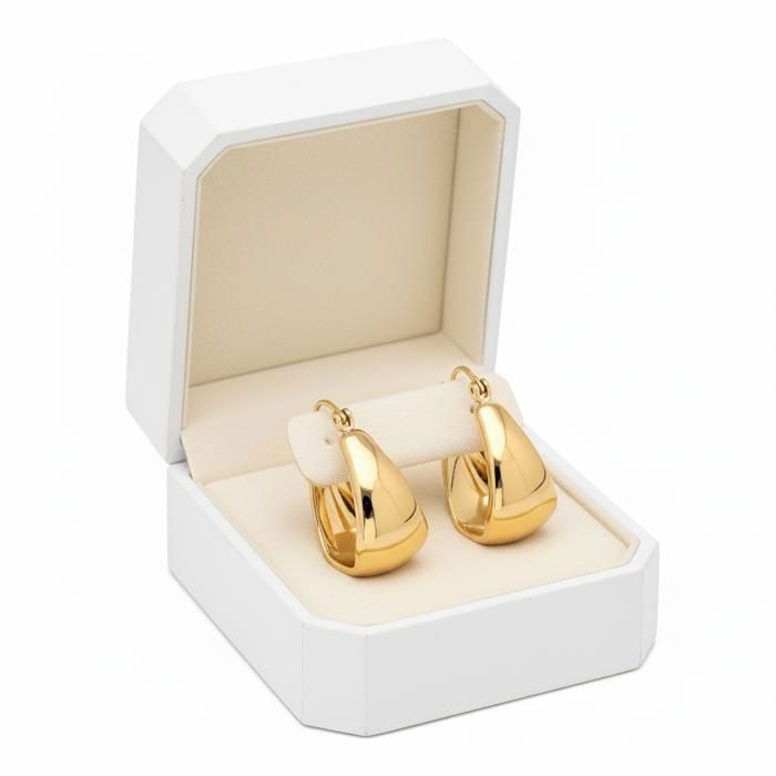 Pendientes - Mujer - Aros - Ovalados - Anchos - Chapados en oro amarillo de 18k - 3 micras - 25 x 15 mm