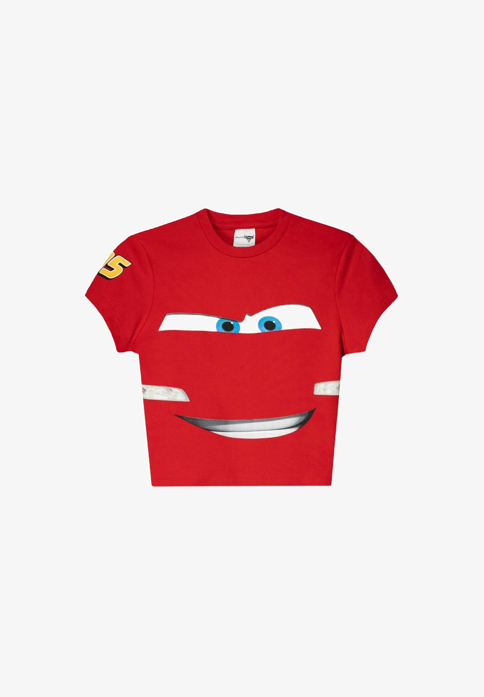 T-shirt Bershka à manches courtes, motif voitures, rouge