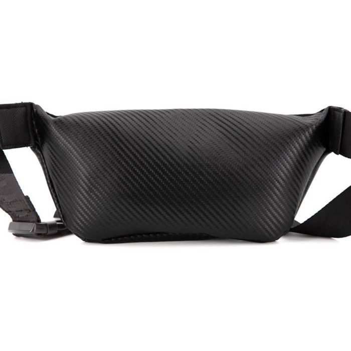 Bolso tipo banana texturizado con bolsillo de cremallera plateada, 30x13x14cm, Unisex, BILL TORNADO