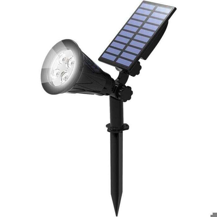 Luz solar para exteriores, foco solar, luz de jardín inalámbrica impermeable IP65 para exteriores con foco solar ajustable de 180°
