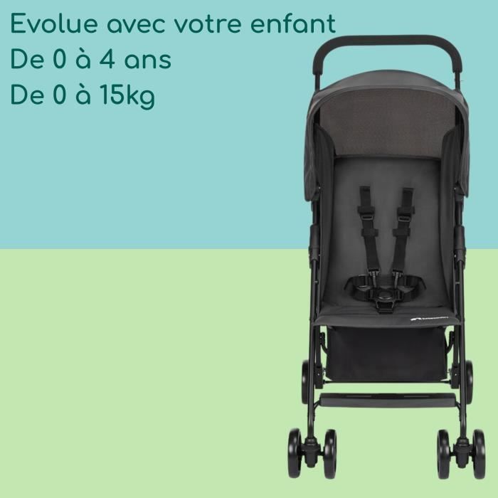 Passeggino da neve BEBE CONFORT, ultraleggero (5 kg), dalla nascita fino a 4 anni, seduta reclinabile, chiusura compatta, grafite minerale