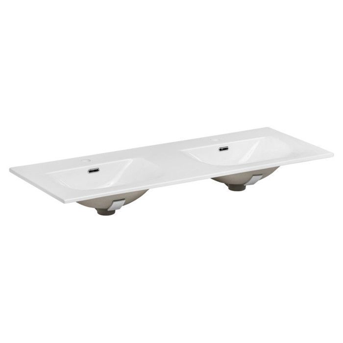 Dubbele wastafel met ingebouwde spiegel - 120 cm - Emblematic White