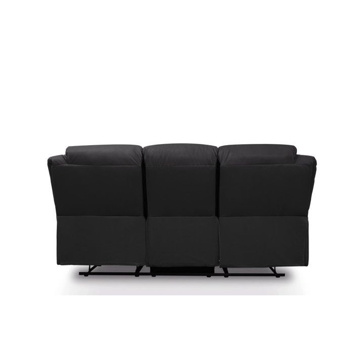 LEO 3-Sitzer-Relaxsofa in Kunstleder - Schwarz - B 193 x T 93 x H 96 cm - LOUNGITUDE
