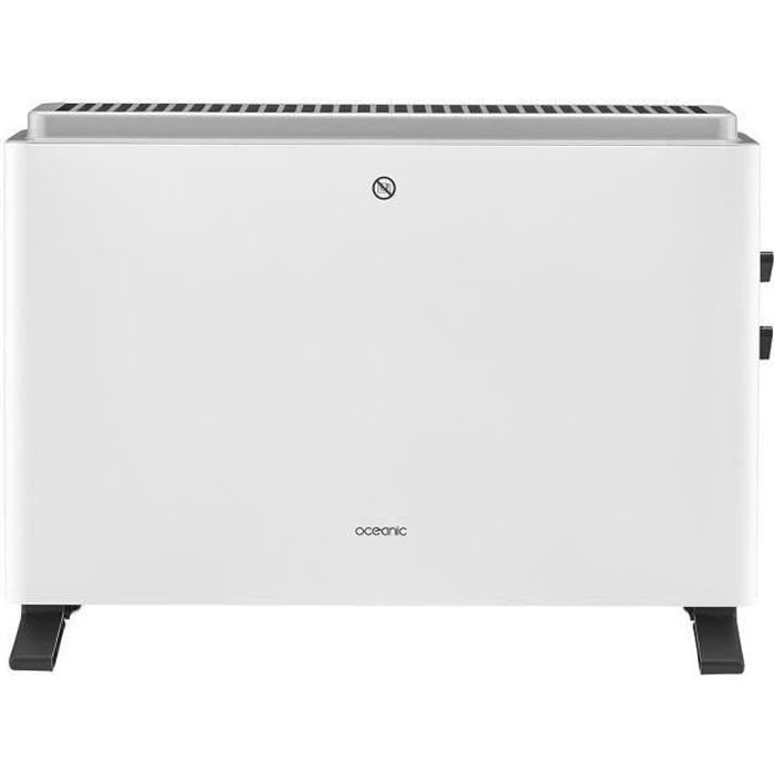 Calefactor eléctrico de convección OCEANIC de 2000 W - 3 niveles de potencia - Portátil - Blanco