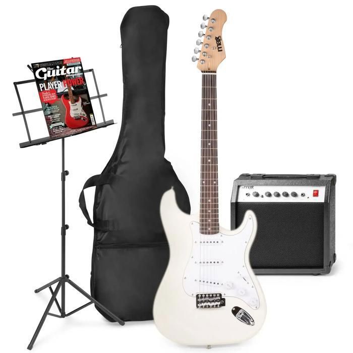 Chitarra elettrica - MAX - Bianca - Set completo - Adulto