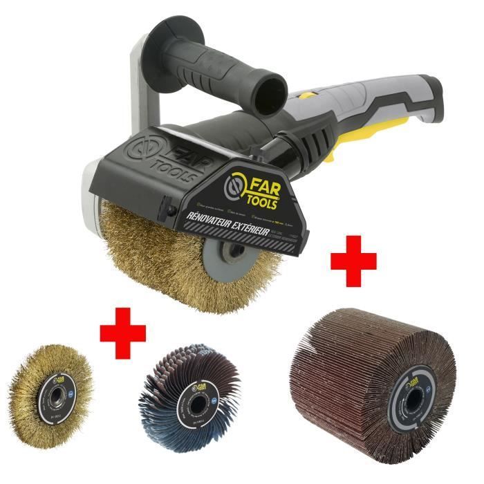 PAQUETE DE HERRAMIENTAS PARA RENOVACIÓN DE EXTERIORES FARTOOLS REX120C + CEPILLO METÁLICO DE PRECISIÓN + CEPILLO DE NYLON ABRASIVO DE PRECISIÓN