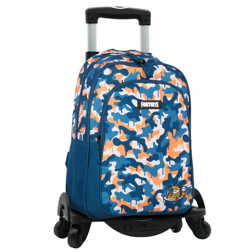  Plecak szkolny Fortnite Blue Camo z dwiema przegrodami i wózkiem na zabawki z czterema kółkami 360°