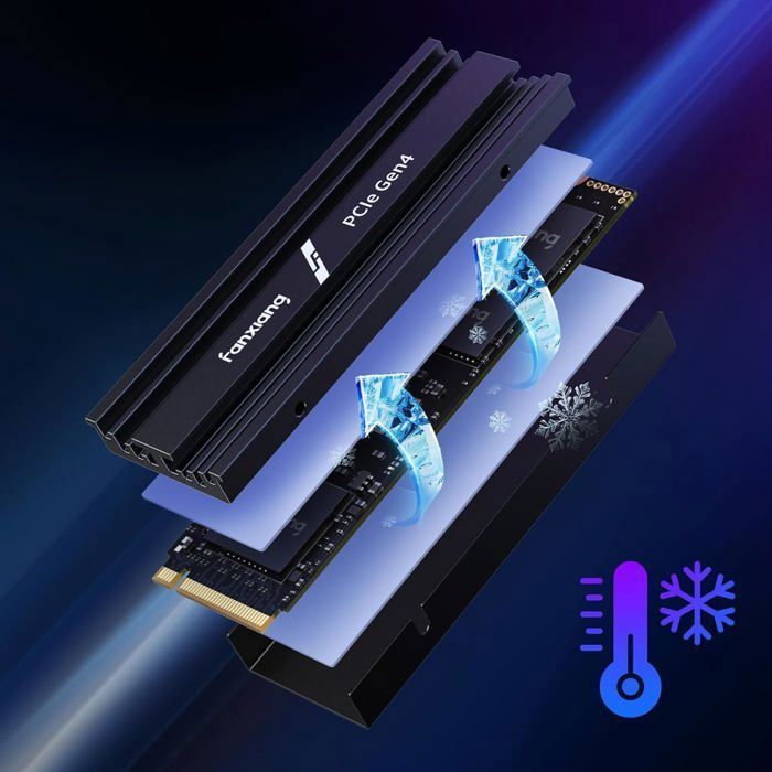 Disque Dur PS5 SSD Interne Fanxiang S880ER SSD 1 To NVMe M.2 PCIe 4.0 Gen4x4 Avec Dissipateur