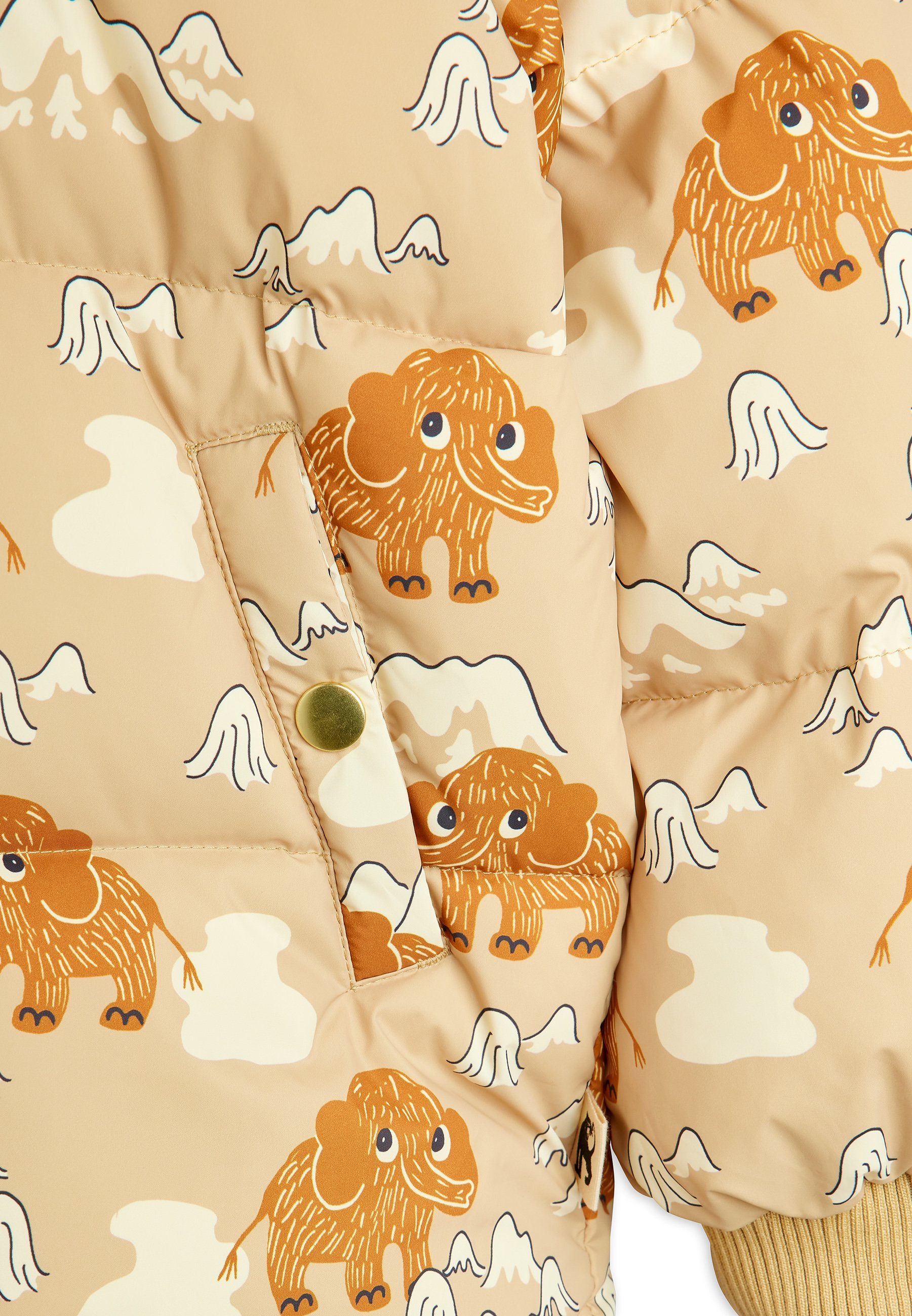 Mini Rodini MAMMOTHS HOODED PUFFER UNISEX - Kurtka zimowa - beżowa