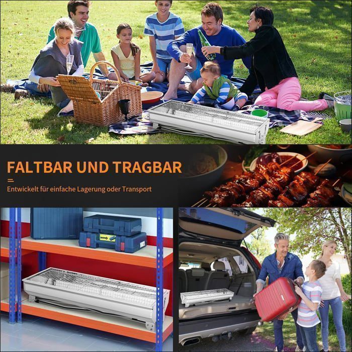 Barbecue à Charbon de Bois Inox,Grill Charbon de Bois  Barbecue Grill à Charbon Four de Charbon Portable Robuste-73 * 33 * 71 cm
