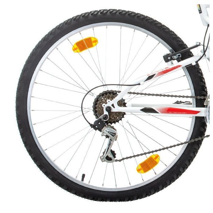 Bicicletta - Mountain bike da 26'' - Modello full suspension - 18 velocità con trasmissione Shimano e freni V-brake in alluminio.