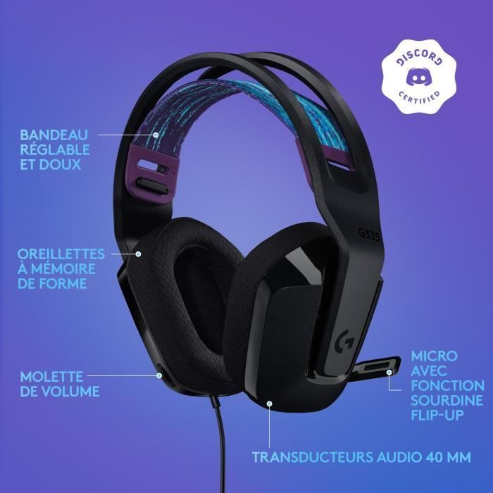 Casque gamer - Filaire - Logitech G - G335 - PS5, PS4, Xbox, Switch, PC - Noir