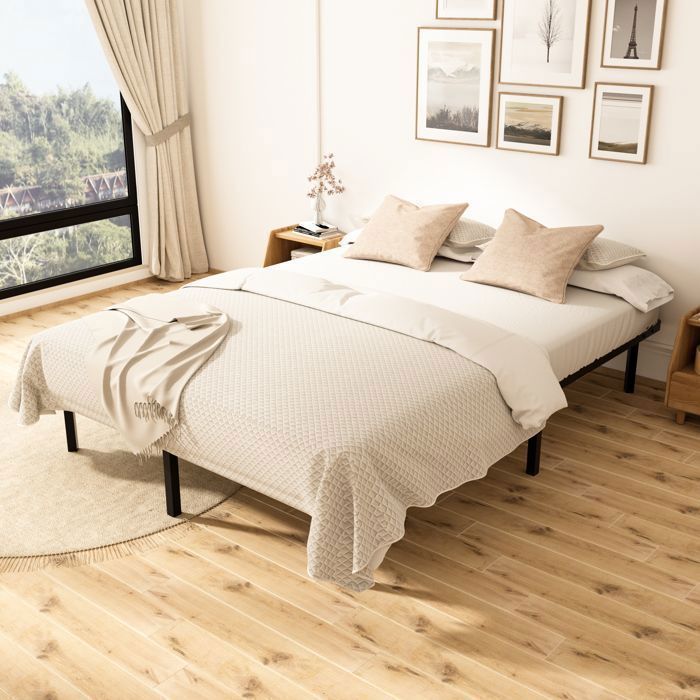 TUNCCO Sommier 140x190, avec 9 Pieds,  2 * 16 Lattes, Sommiers à Lattes pour Adulte - Hauteur sous Le Lit : 29cm