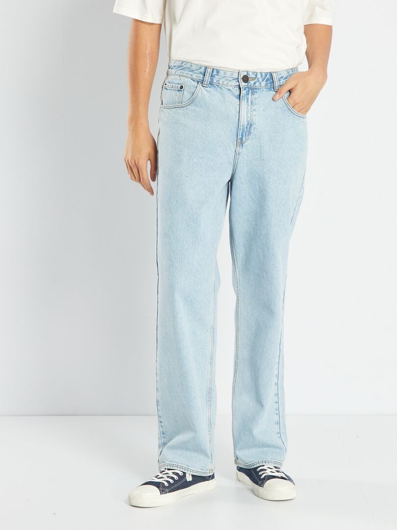 Jeans met wijde pijpen en 5 zakken - Blauw
