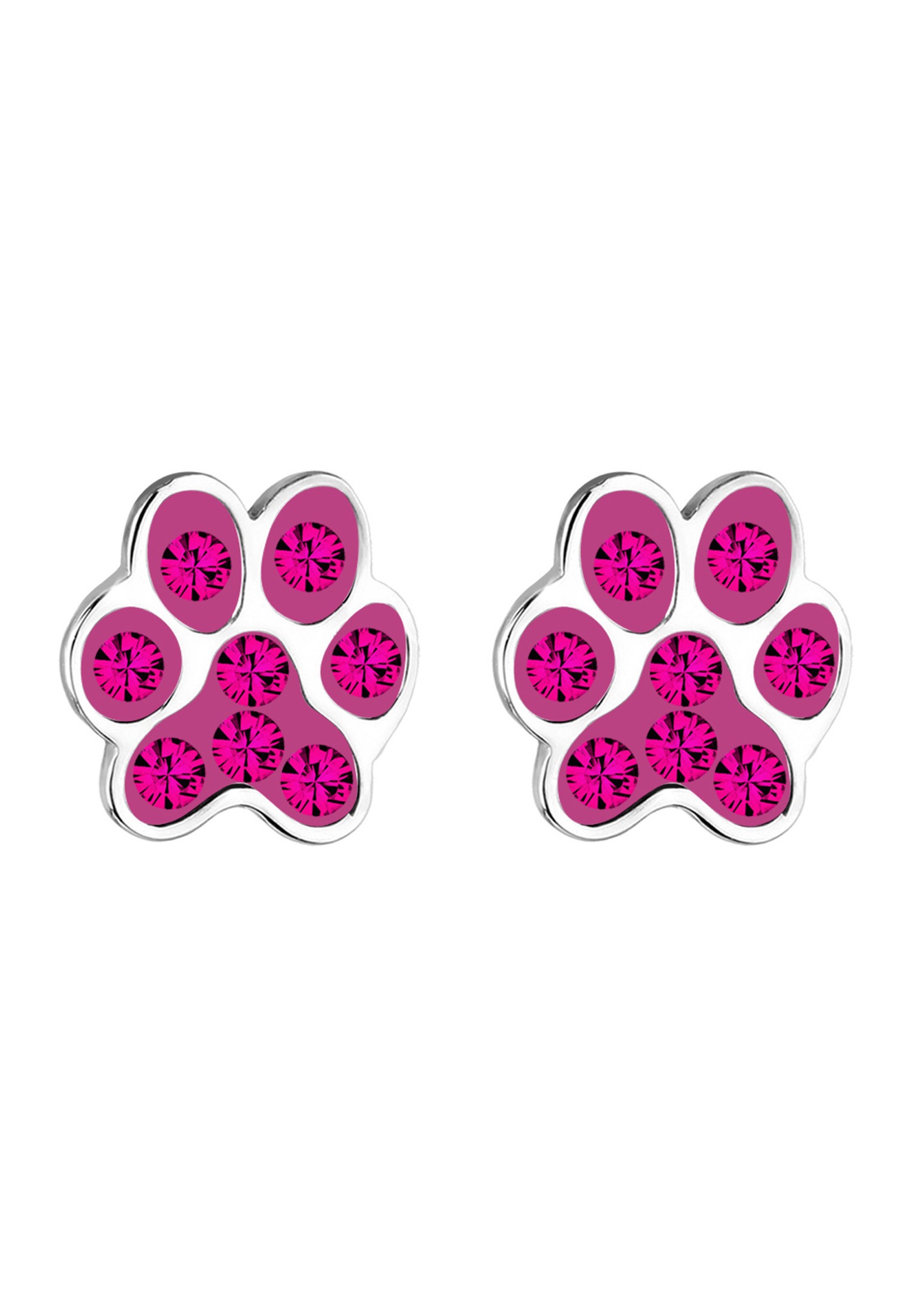 Elli Femmes Clous d'oreilles Patte Chien Chat avec Cristaux en Argent Sterling 925