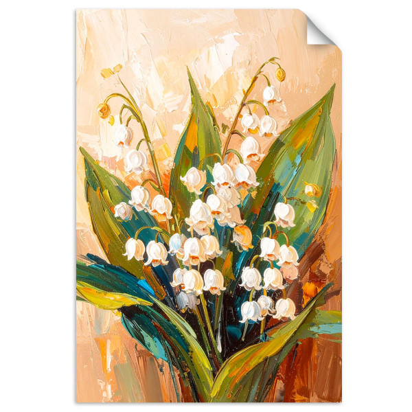Naklejka samoprzylepna do salonu Feeby Konwalie Kwiaty Rośliny Natura 20x30