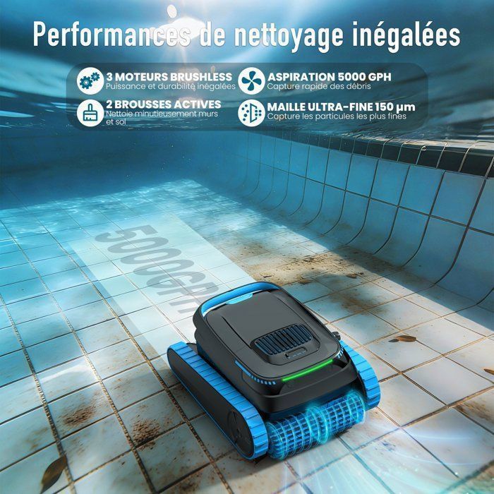 Robot limpiafondos AIRROBO CP40 para piscinas, limpieza de suelos y paredes, 120 min de autonomía (170 m²), control por app, cesta grande de 4 L.