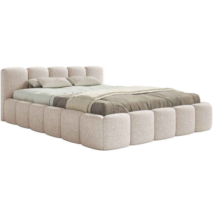 Cama tapizada – Cloudy Low – 180x200 cm – beige claro – chenilla hidrófoba