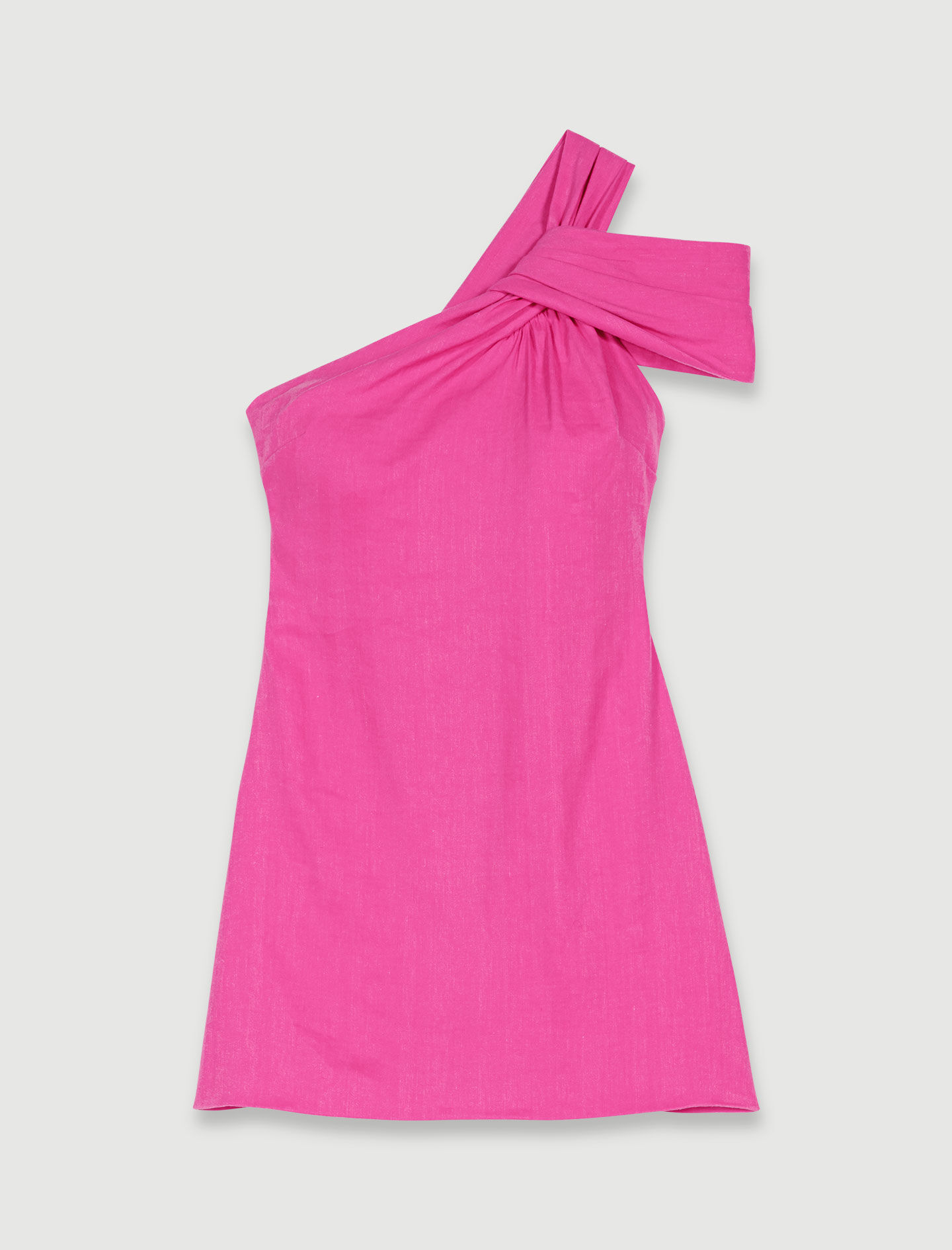 Rochie asimetrică din in - Roz