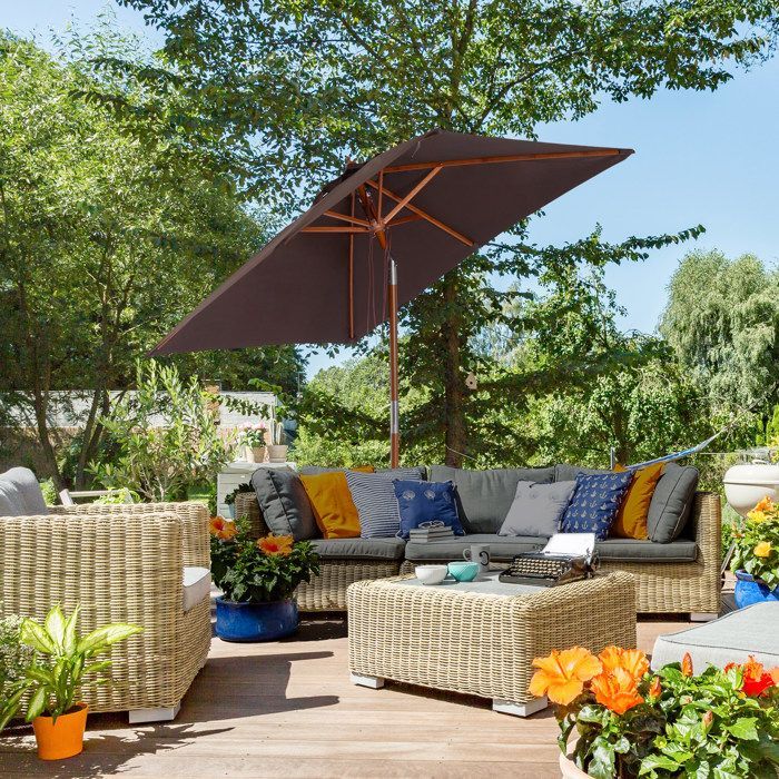 Outsunny - parasol - Bois - 200x150x235cm - Marron